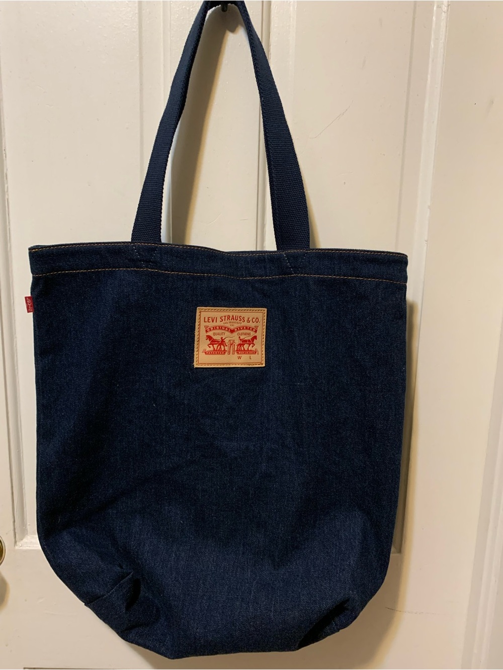 Levi's Navy Denim Shoulder Tote with Leather Patch
